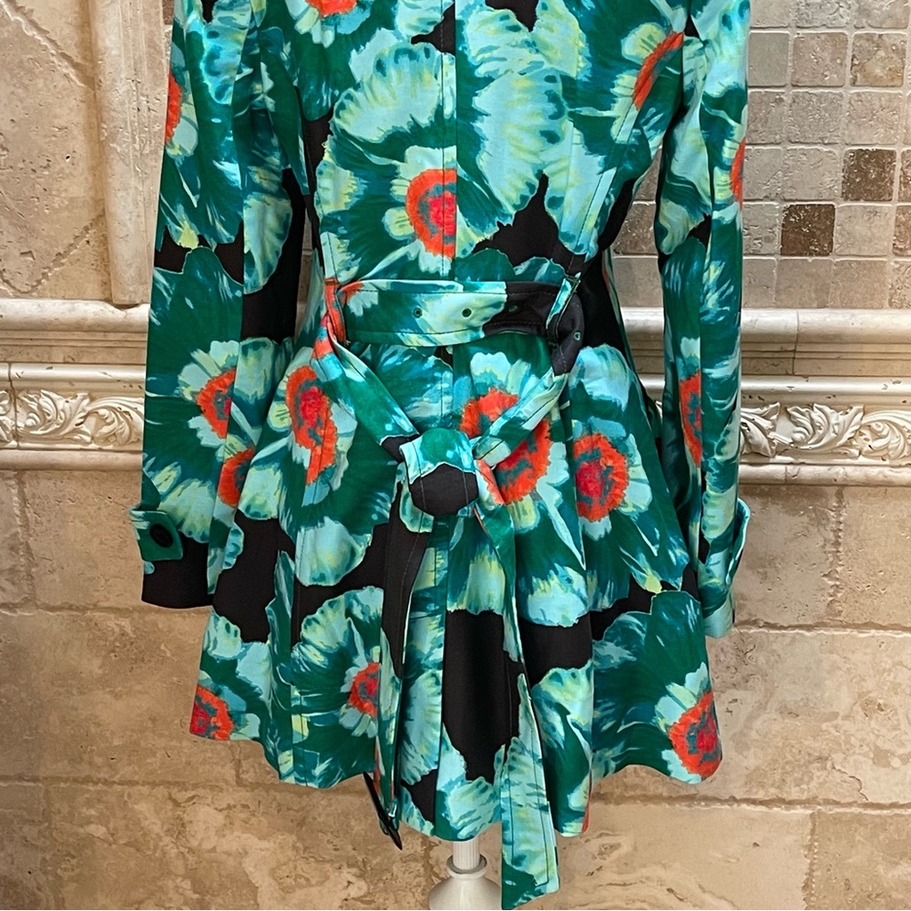 Banana Republic green floral trench coat - Picture 8 of 14